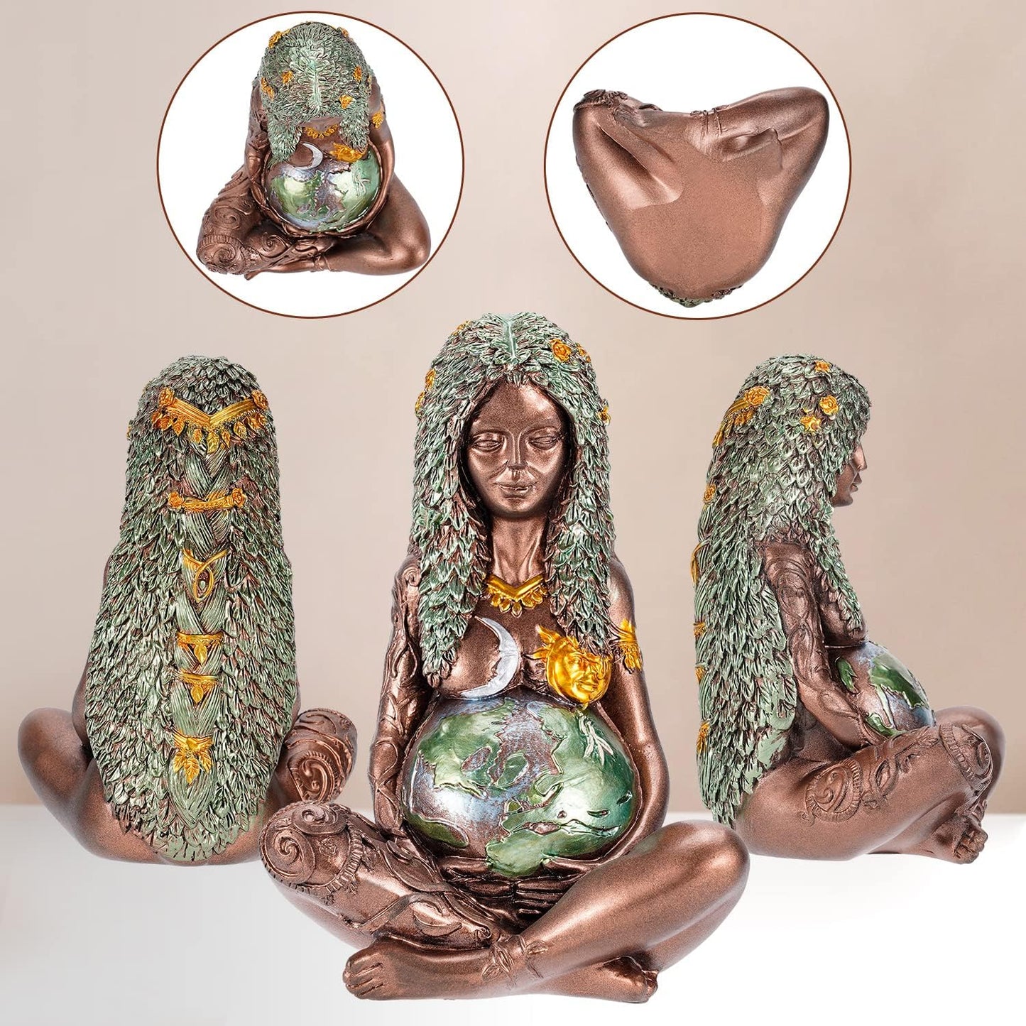 Gaia Mother Earth Statue, 6Inch H Nature Moon Goddess Statue, Spiritual Items Figurines Statuette Gifts for Earth Day,Mother'S Day,Easter Day Modern Home Room Decor Garden Decoration