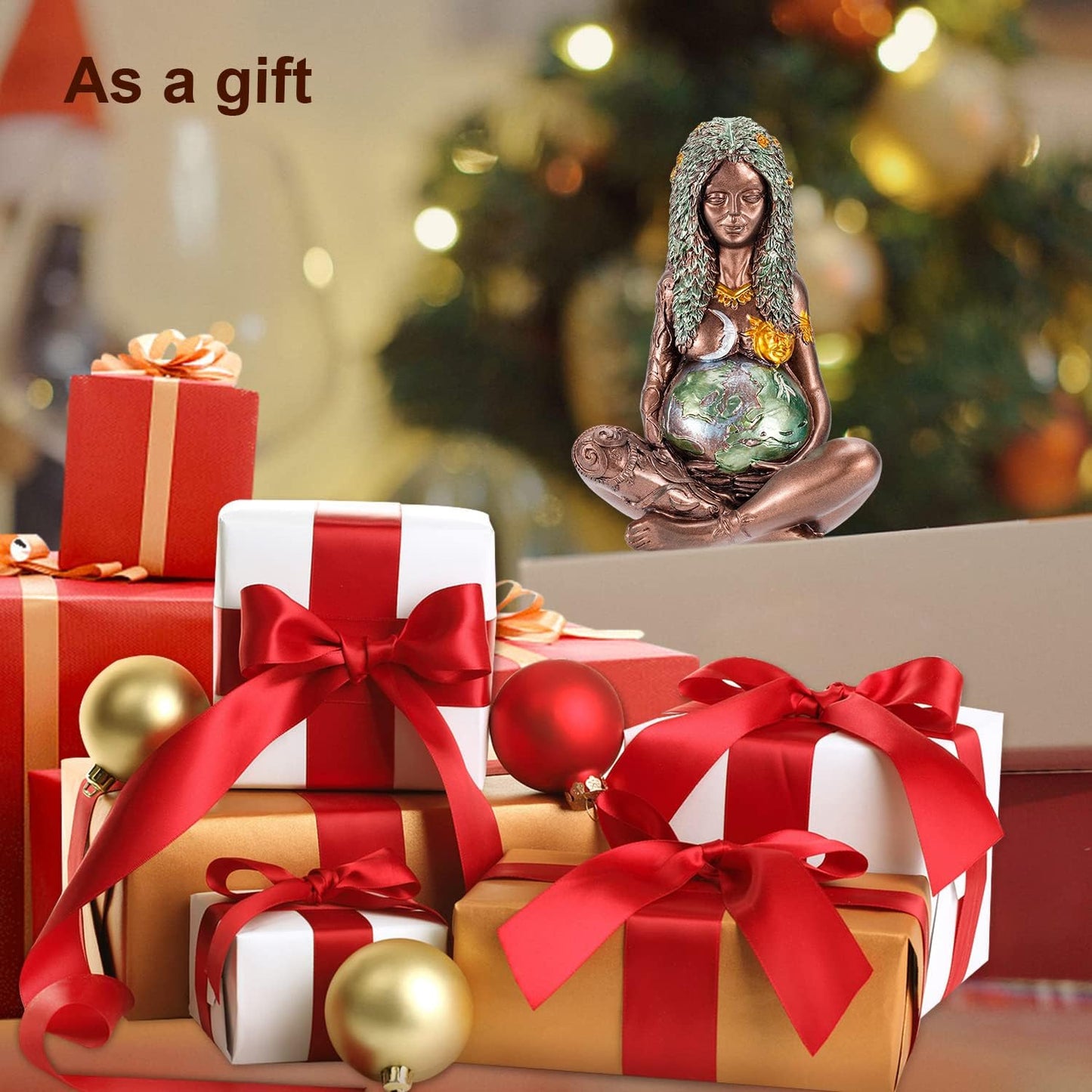 Gaia Mother Earth Statue, 6Inch H Nature Moon Goddess Statue, Spiritual Items Figurines Statuette Gifts for Earth Day,Mother'S Day,Easter Day Modern Home Room Decor Garden Decoration