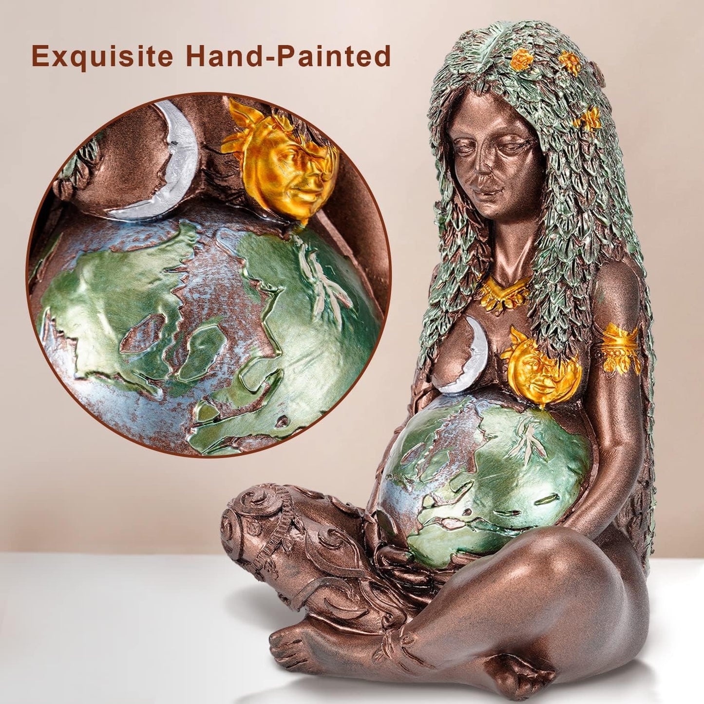 Gaia Mother Earth Statue, 6Inch H Nature Moon Goddess Statue, Spiritual Items Figurines Statuette Gifts for Earth Day,Mother'S Day,Easter Day Modern Home Room Decor Garden Decoration