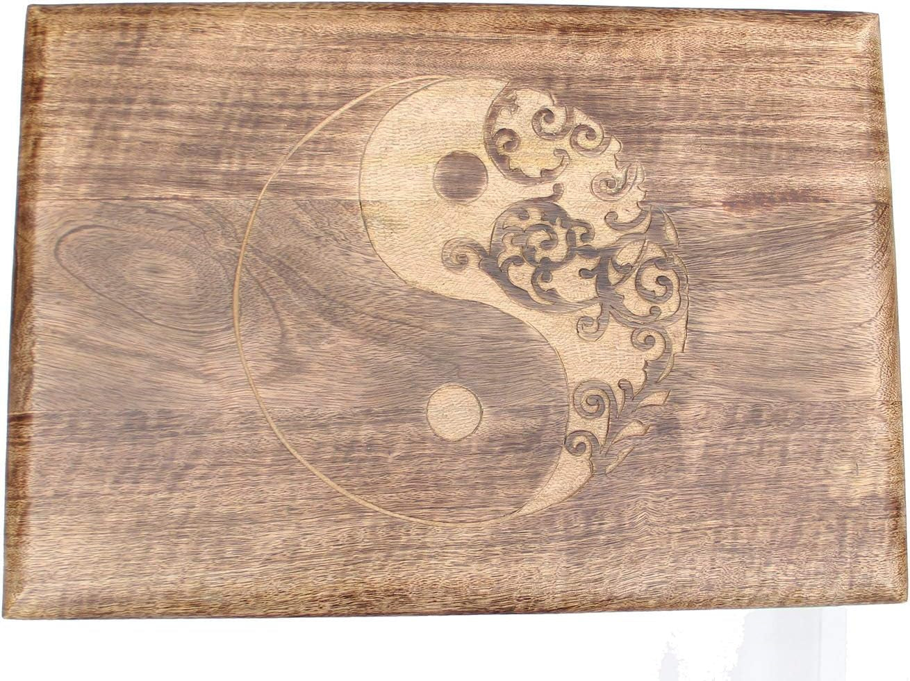 Dharmaobjects Solid Mango Wood Hand Carved Prayer Puja Shrine Altar Meditation Table (Yin Yang) Large