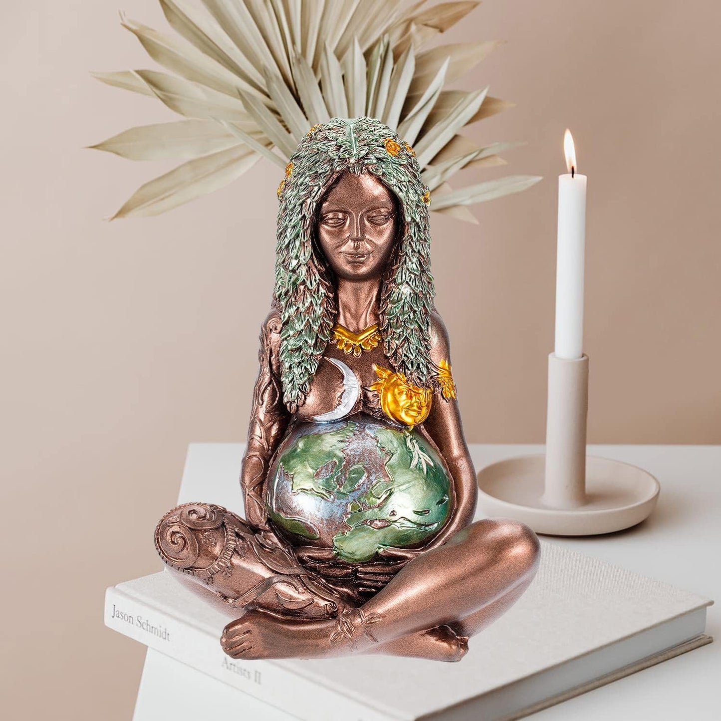 Gaia Mother Earth Statue, 6Inch H Nature Moon Goddess Statue, Spiritual Items Figurines Statuette Gifts for Earth Day,Mother'S Day,Easter Day Modern Home Room Decor Garden Decoration
