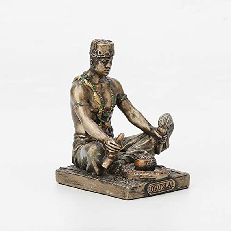 2 1/2 Inch Orunla Santeria Orisha God of Wisdom, Destiny and Prophecy Cast Resin Hand Painted Antique Bronze Finish Statue Home Decor