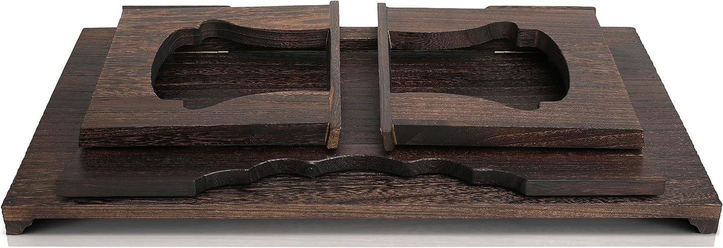 Kiri Meditation Table - Premium Carved Japanese Minimalist Altar - Chabudai Coffee or Tea Low Floor Table - Floor Sitting, Sustainable Paulownia Wood - Small Foldable Prayer Shrine Stand