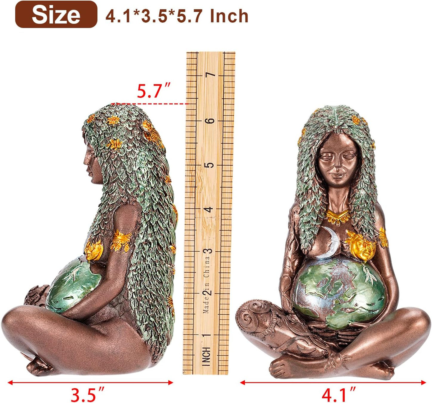 Gaia Mother Earth Statue, 6Inch H Nature Moon Goddess Statue, Spiritual Items Figurines Statuette Gifts for Earth Day,Mother'S Day,Easter Day Modern Home Room Decor Garden Decoration