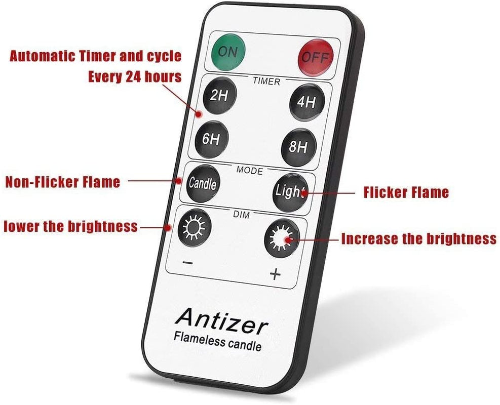 Flameless Candles Led Candles Pack of 9 (H 4" 5" 6" 7" 8" 9" X D 2.2") Ivory Real Wax Battery Candles with Remote Timer
