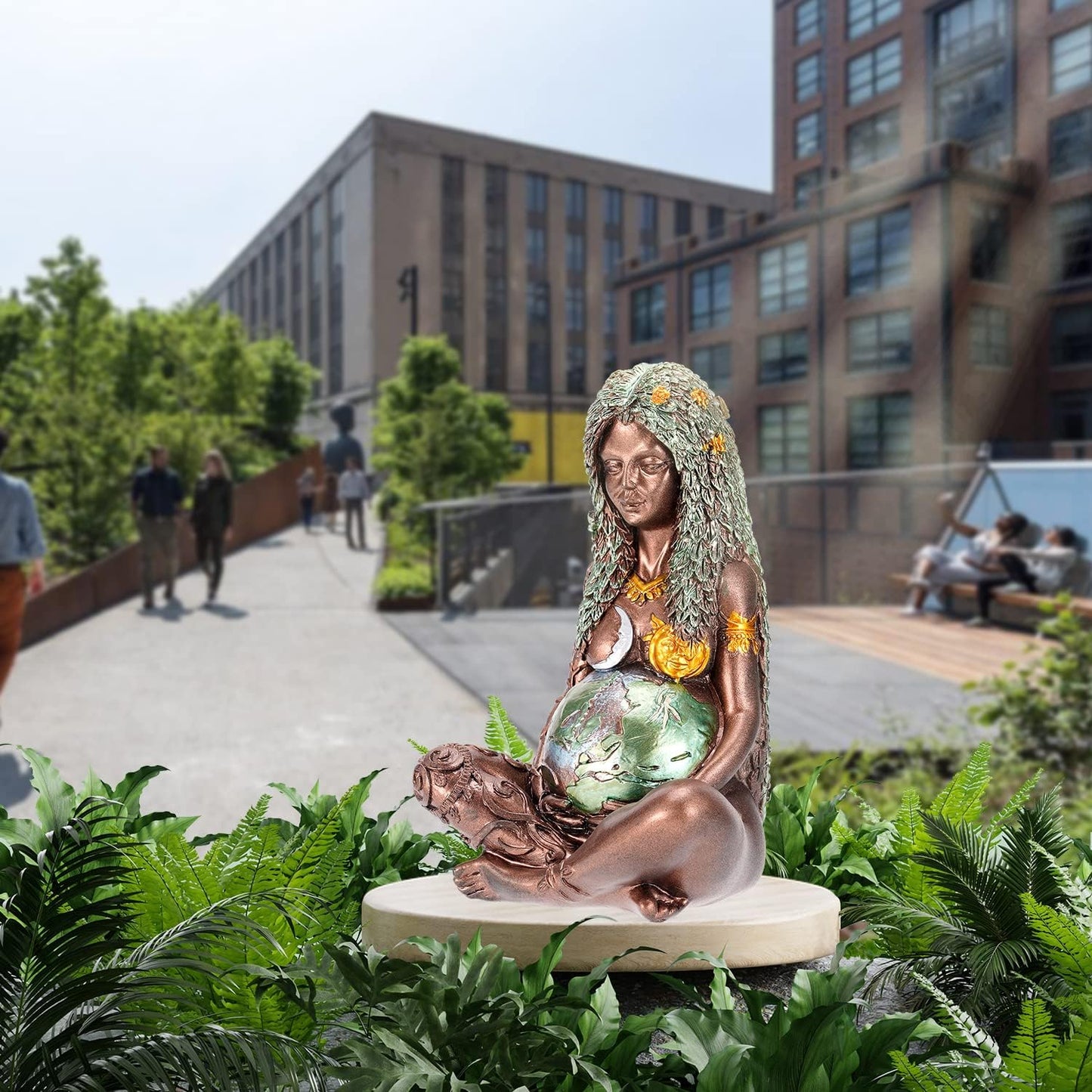 Gaia Mother Earth Statue, 6Inch H Nature Moon Goddess Statue, Spiritual Items Figurines Statuette Gifts for Earth Day,Mother'S Day,Easter Day Modern Home Room Decor Garden Decoration