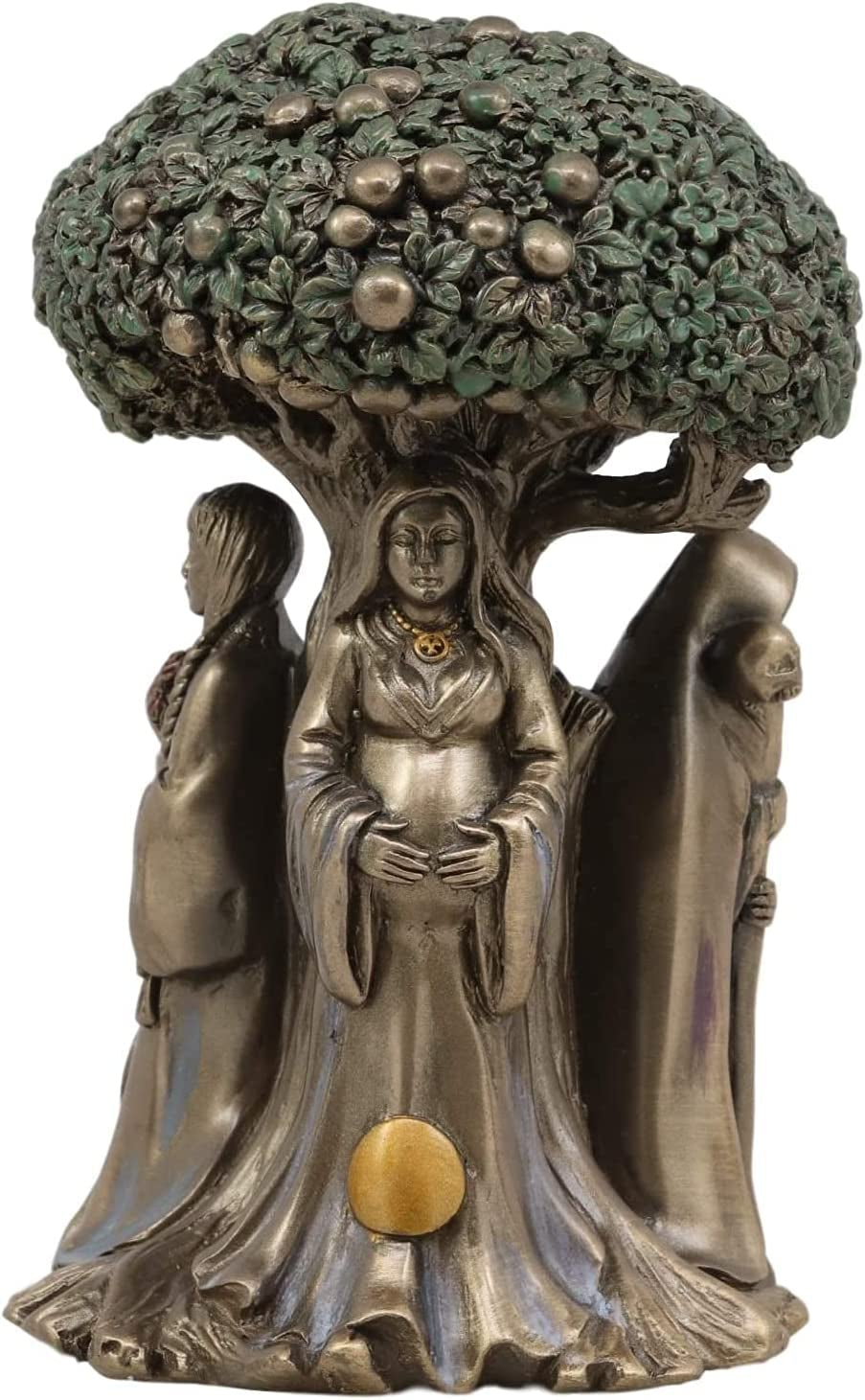 Ebros Celtic Sacred Moon Triple Goddess Mother Maiden Crone under Tree of Life Statue 5.5" Tall Hecate Brigid Wicca Wiccan Holy Trinity Decor Sculpture Decorative Figurine Cosmic Celestial Gods