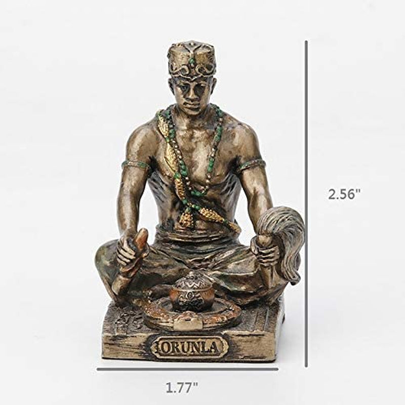 2 1/2 Inch Orunla Santeria Orisha God of Wisdom, Destiny and Prophecy Cast Resin Hand Painted Antique Bronze Finish Statue Home Decor