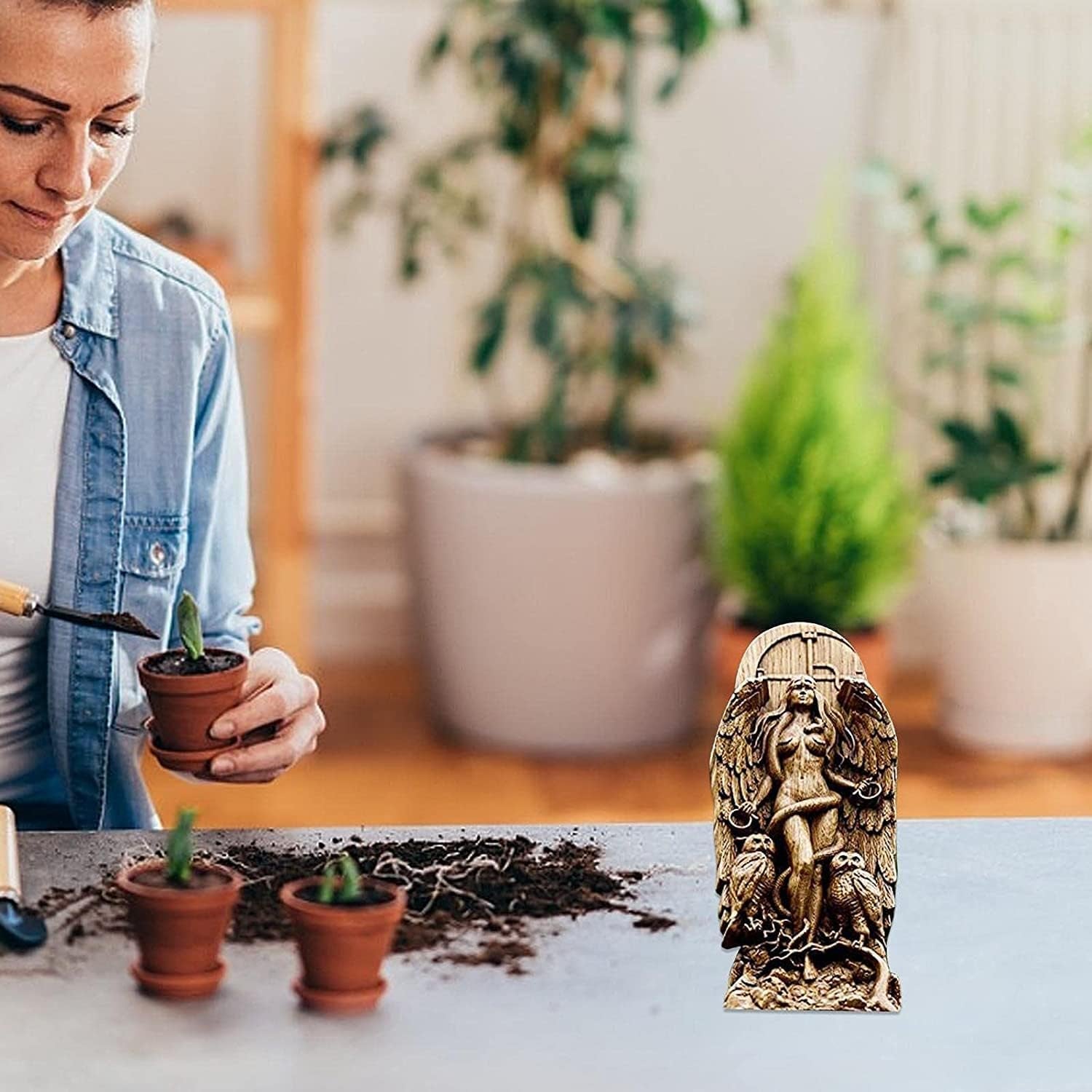 Goddess Statue Lilith Statue, Decorative Goddess Statues Gaia/Hecate/Lilith Goddess Statues Nature Resin Figurine for Home Garden Art Decor, Landscape Ornaments Goddess Sculptures (A)