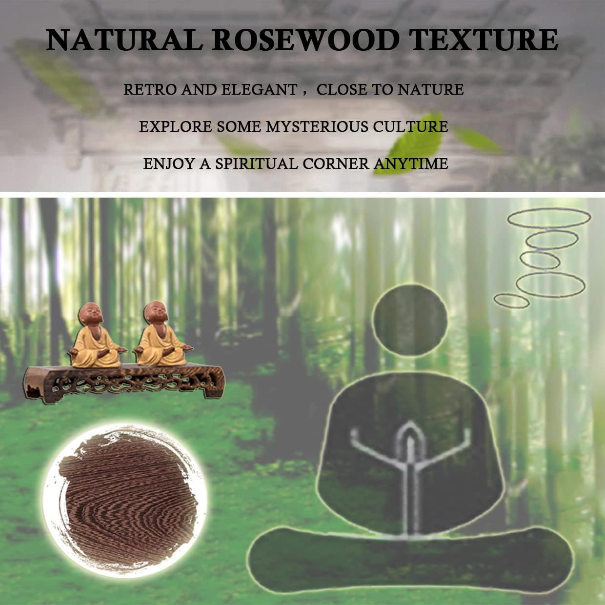 Meditation Table Altar, Wood Small Altar Tables Ancestors Buddha Statue Stand Carved Base Low Table Meditation Room Sacred Space Personal Shrine Spiritual Corner Home Decor (Coffe Brown)