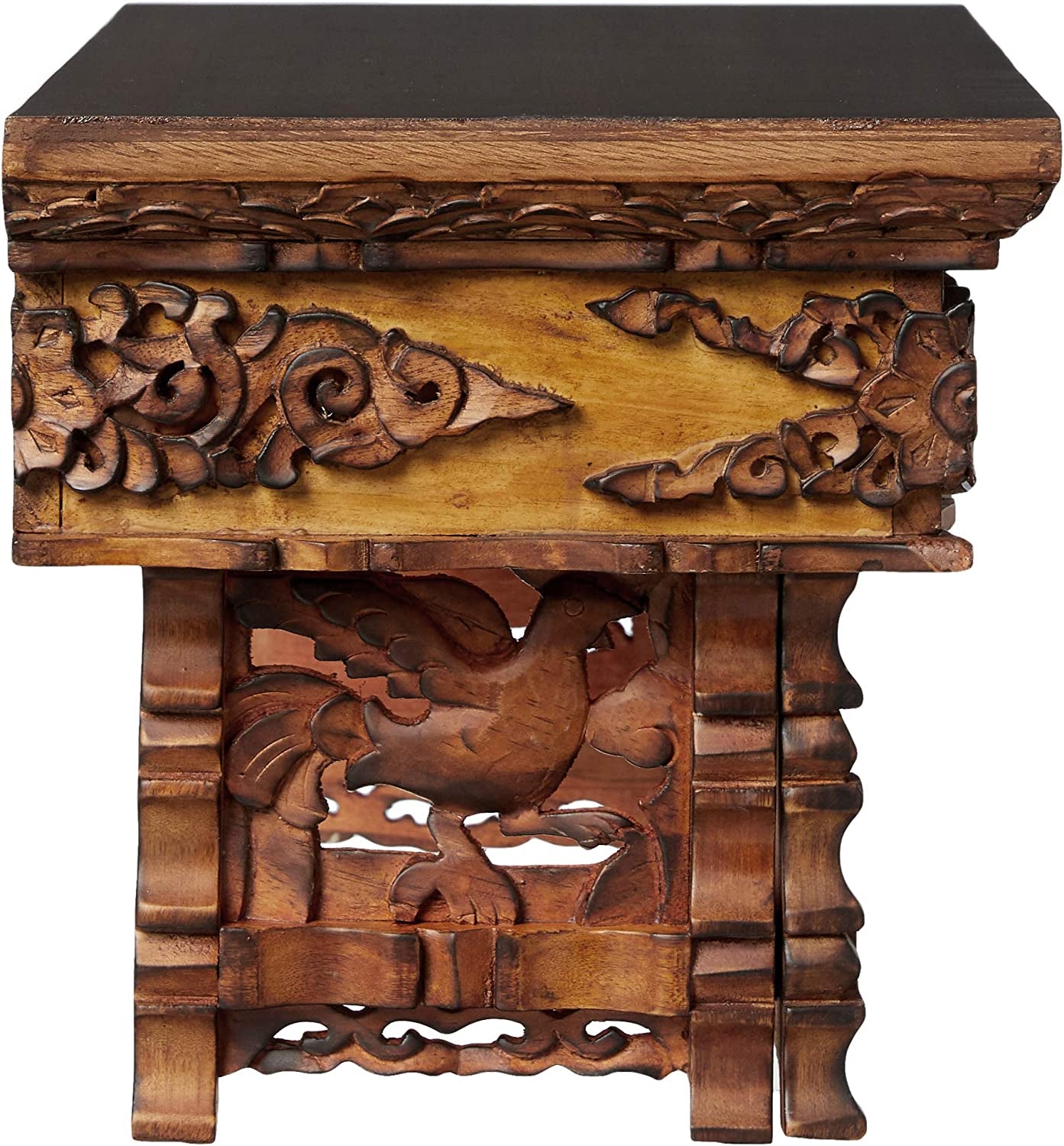 Small Altar Table, Meditation Table Altar, Small Puja Table, Meditation Altar Wood Wiccan Buddhist, Tea Japanese, Low Side Dragon (Small)