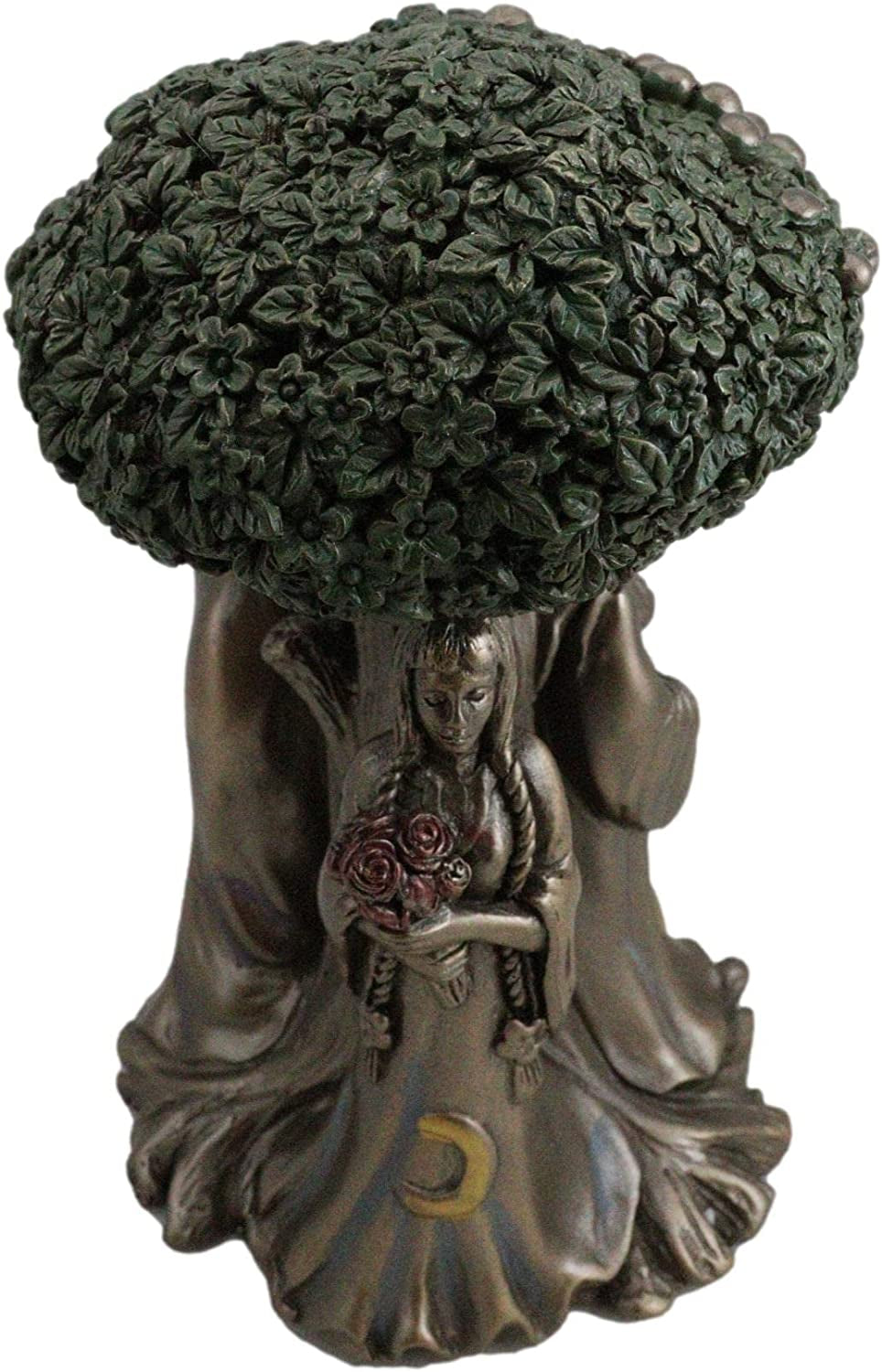 Ebros Celtic Sacred Moon Triple Goddess Mother Maiden Crone under Tree of Life Statue 5.5" Tall Hecate Brigid Wicca Wiccan Holy Trinity Decor Sculpture Decorative Figurine Cosmic Celestial Gods