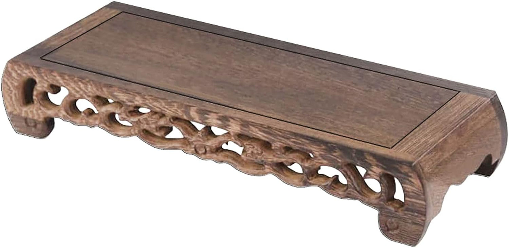 Meditation Table Altar, Wood Small Altar Tables Ancestors Buddha Statue Stand Carved Base Low Table Meditation Room Sacred Space Personal Shrine Spiritual Corner Home Decor (Coffe Brown)