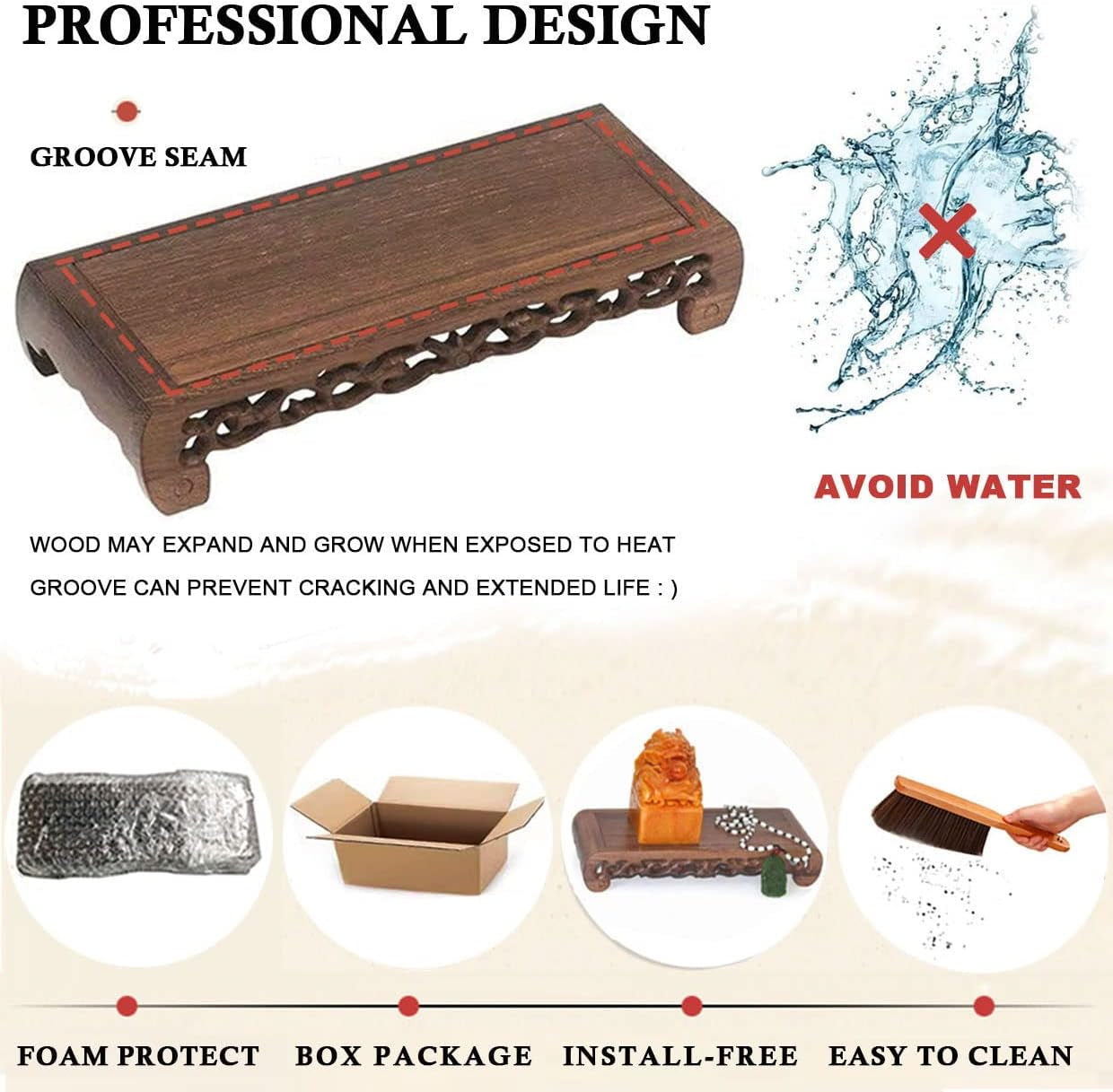 Meditation Table Altar, Wood Small Altar Tables Ancestors Buddha Statue Stand Carved Base Low Table Meditation Room Sacred Space Personal Shrine Spiritual Corner Home Decor (Coffe Brown)