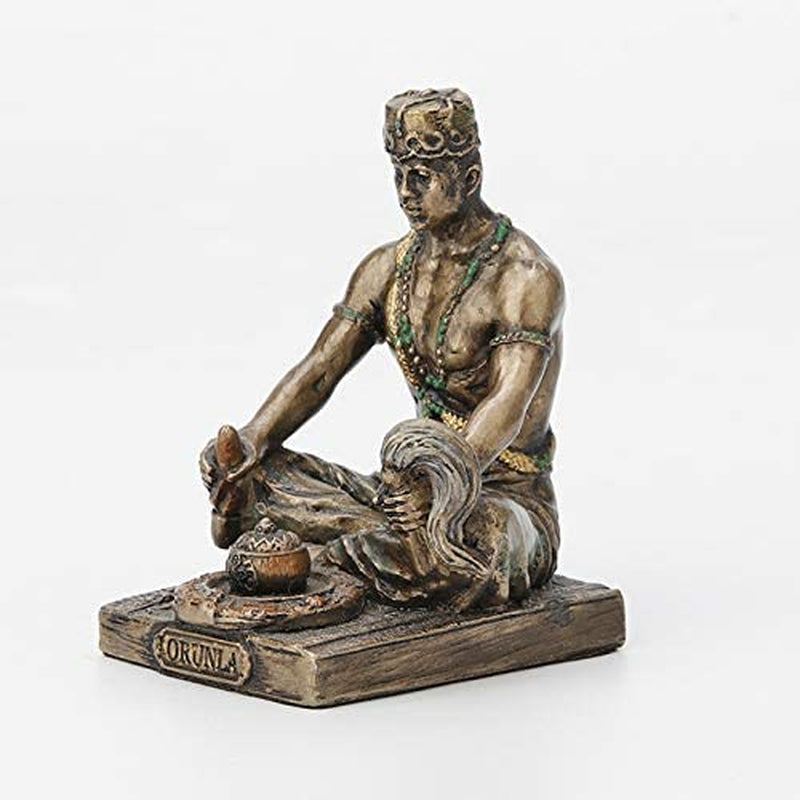 2 1/2 Inch Orunla Santeria Orisha God of Wisdom, Destiny and Prophecy Cast Resin Hand Painted Antique Bronze Finish Statue Home Decor