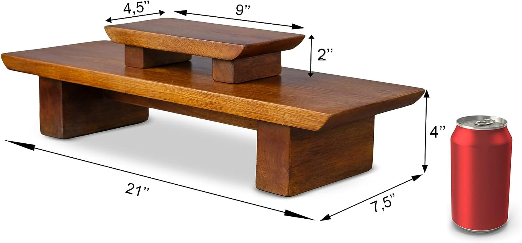Vesoda Meditation Altar Table – 21 X 7.5 X 6 Inch Handmade Tiered Puja Table - Small Alter Table for Relaxation, Prayer - Buddha Shrine Altar Meditation Table Made of Solid and Rich Mango Wood