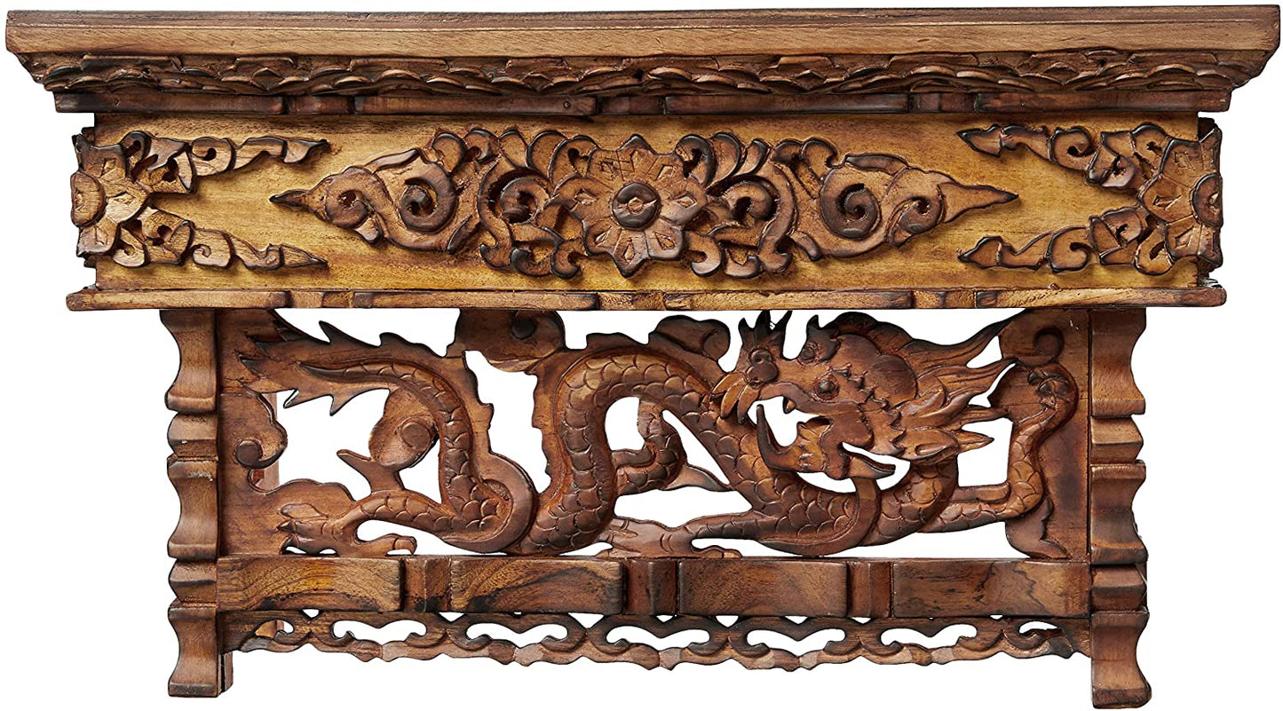 Small Altar Table, Meditation Table Altar, Small Puja Table, Meditation Altar Wood Wiccan Buddhist, Tea Japanese, Low Side Dragon (Small)