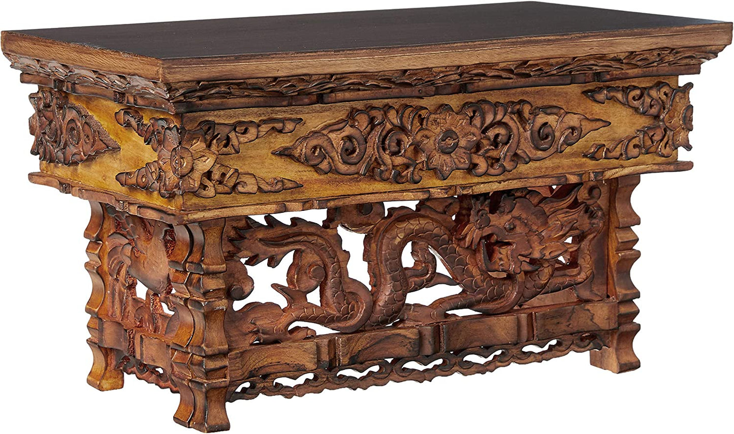 Small Altar Table, Meditation Table Altar, Small Puja Table, Meditation Altar Wood Wiccan Buddhist, Tea Japanese, Low Side Dragon (Small)
