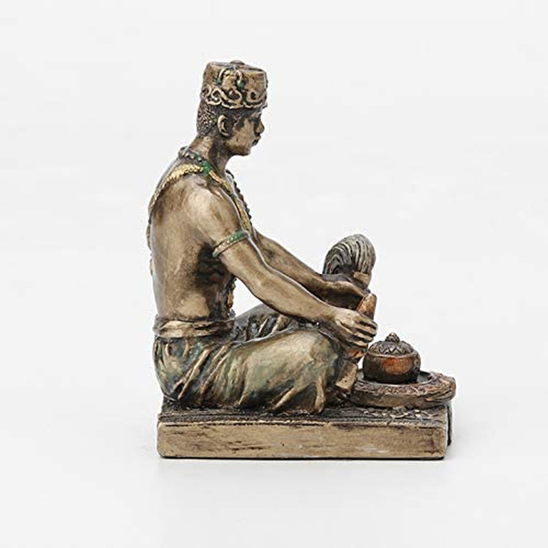 2 1/2 Inch Orunla Santeria Orisha God of Wisdom, Destiny and Prophecy Cast Resin Hand Painted Antique Bronze Finish Statue Home Decor
