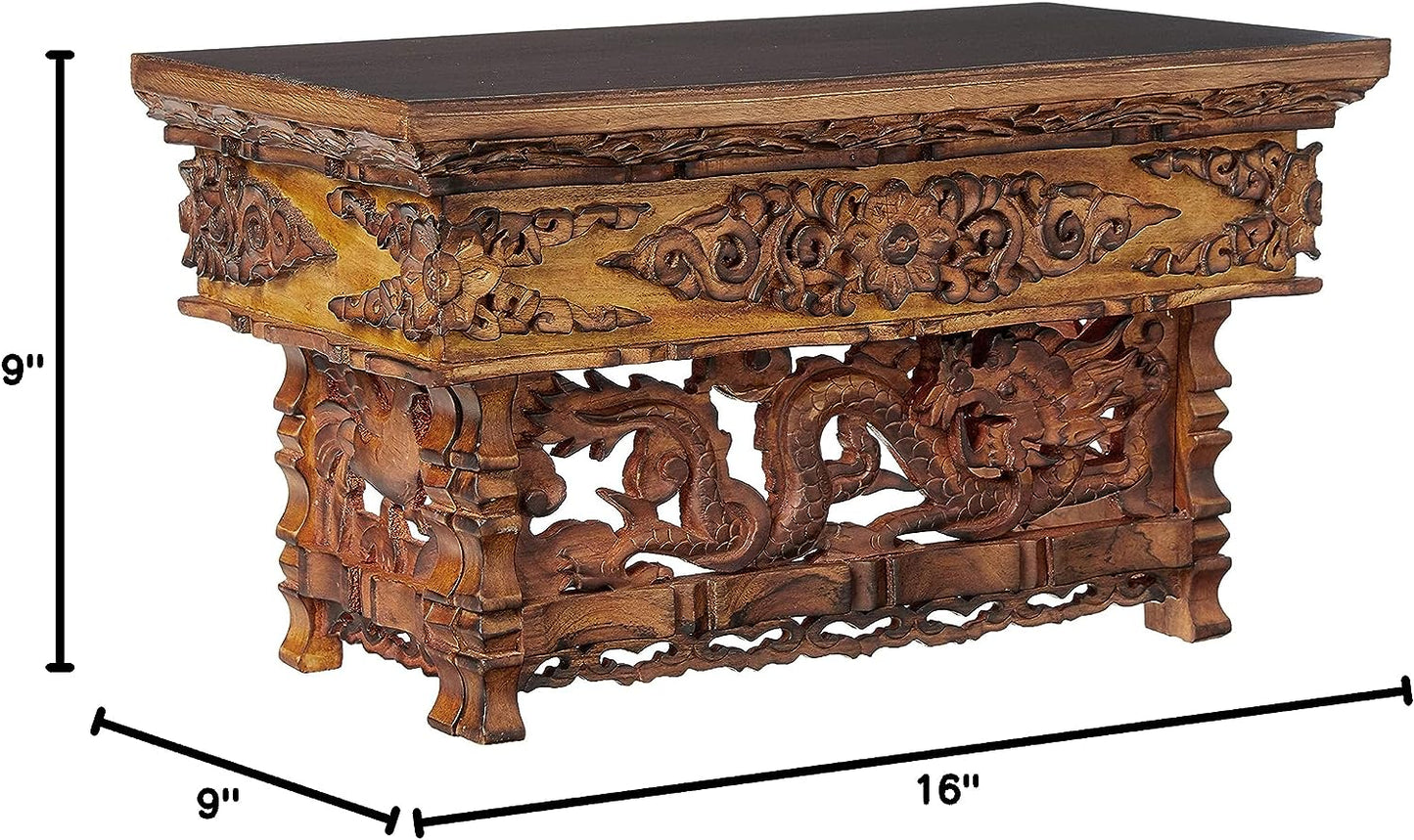 Small Altar Table, Meditation Table Altar, Small Puja Table, Meditation Altar Wood Wiccan Buddhist, Tea Japanese, Low Side Dragon (Small)