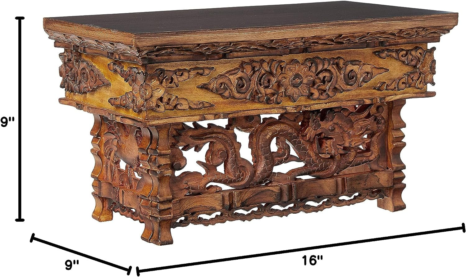 Small Altar Table, Meditation Table Altar, Small Puja Table, Meditation Altar Wood Wiccan Buddhist, Tea Japanese, Low Side Dragon (Small)